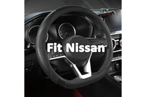 West Llama Flat Bottom Car Steering Wheel Cover for Nissan,D Shaped Steering Wheel Cover for Rogue,Altima,Kicks (Black-Standa