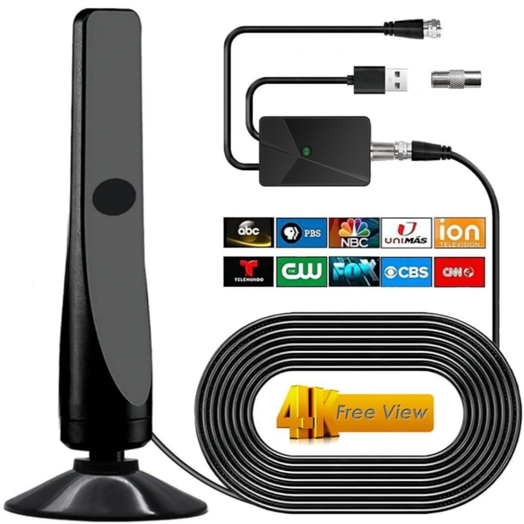Photo 1 of 2025 Upgraded Digital TV Antenna Indoor for Smart TV - 1600+ Miles Range Amplifier HD Antenna Signal Booster for TV Local Channels - Support 4K 8K 1080p All Older TV's - 16.4FT Coaxial Cable (M24-3)