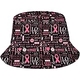 Breast Cancer Awareness Bucket Hat Pink Ribbons Sun Hat Fisherman's Cap for Women and Men