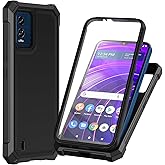 TJS Compatible for BLU View Speed 5G B1550VL Case, [Built-in Tempered Glass Screen Protector], Full-Body Drop Protector Shockproof Rugged Bumper Cover Hybrid Phone Case (Black)