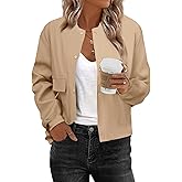 Zeagoo Ladies Jackets Casual Bomber Shacket Stand Collared Coats Cropped Outwear Cute Fall Clothes