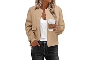 Zeagoo Women Bomber Jacket Casual Button Down Varsity Jackets Shackets With Pockets Outwear
