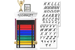 OGANAZI 10 Belts Karate Belt Display Rack with Personalized Stickers, Taekwondo Belt Display Holder with Bamboo Trophy Rack, Felt Martial Arts Belts Display Holder for Taekwondo Karate BJJ Gifts