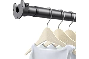 RUIONY Closet Rods for Hanging Clothes, 17 to 84 Inch Stepless Adjustable Closet Rod, 1.3 Inch Diameter Metal Heavy Duty Closet Hanging Rod for Closet Wardrobes Laundry RV, Black