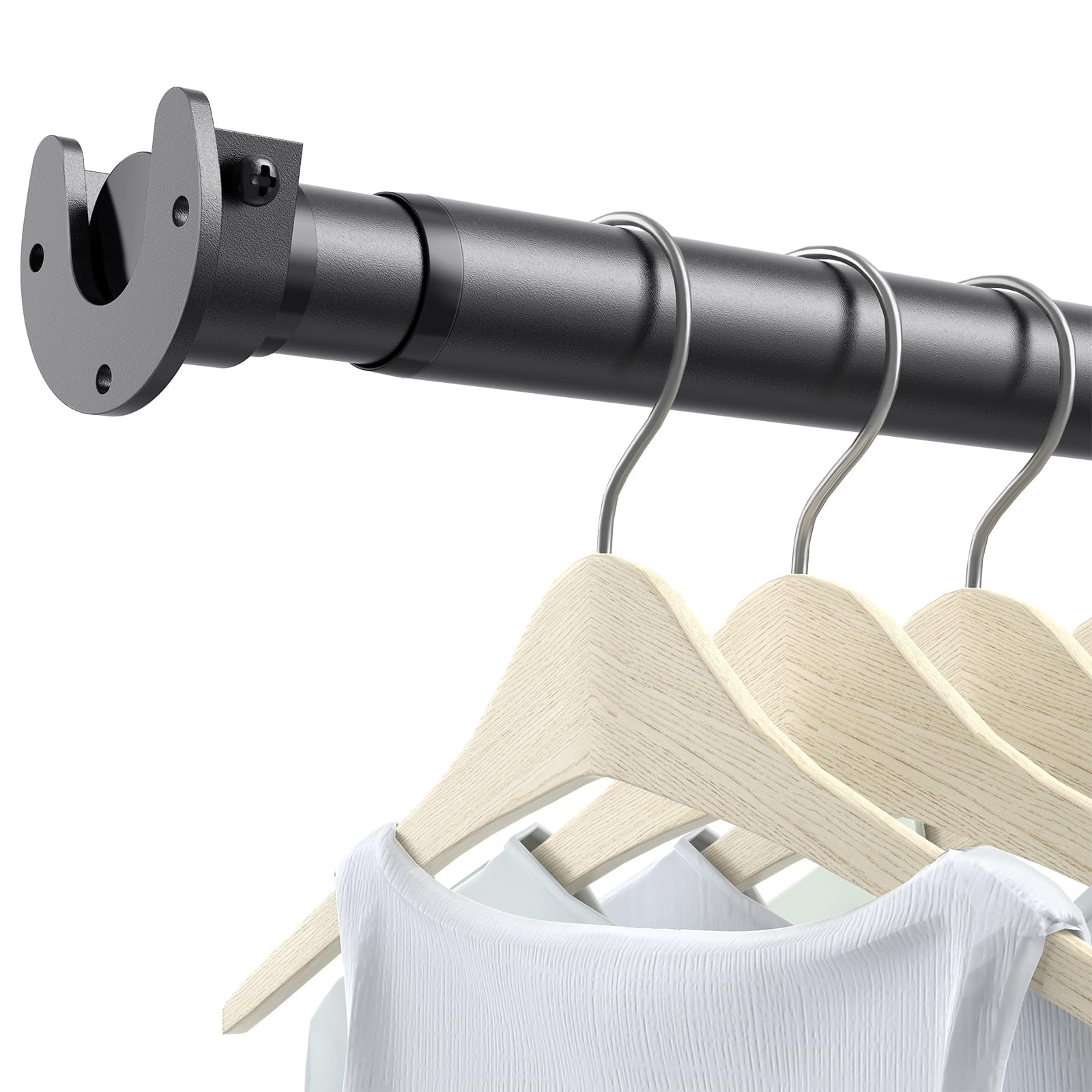 Photo 1 of Closet Rods for Hanging Clothes, 17 to 54 Inch Stepless Adjustable Closet Rod, 1.3 Inch Diameter Metal Heavy Duty Closet Hanging Rod for Closet Wardrobes Laundry RV