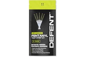 DEFENT at-Home Fentanyl Test Strip Kit – 5-Pack for Fast, Accurate Testing – Results in 3 Minutes – Includes Micro Scoop - Measuring Cup - Portable and Easy-to-Use Drug Test Safety Solution