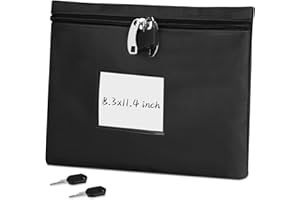 Money Bag with Lock Oxford Locking Money Bag Lockable Cash Bags Black Money Bank Deposit Bag 8.3x11.4 inch Document Bag with 