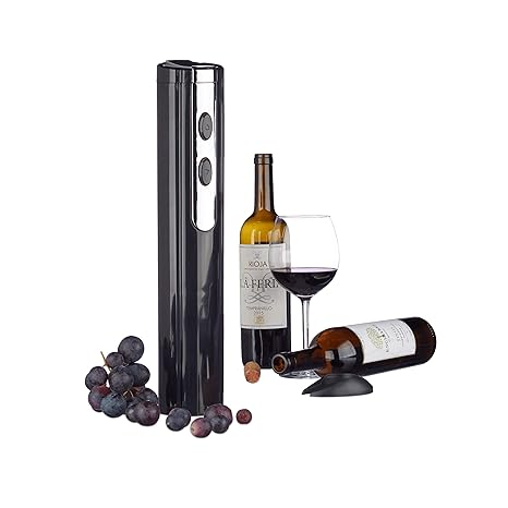 Relaxdays Elektrischer Korkenzieher mit Folienschneider, 1er Set, batteriebetrieben, Flaschenöffner, Weinöffner