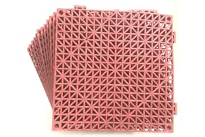 SMABEE 12 Pack Modular Interlocking Cushion 11.5" x 11.5" Mat Floor Tile Mats Drain Pool Patio Balcony Yard Pet Area Washer Pad(Red)