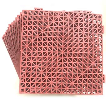 12 Pack Modular Interlocking Cushion 11 5 X 11 5 Mat Floor Tile Mats Drain Pool Patio Balcony Yard Pet Area Washer Pad Red Amazon Com Automotive