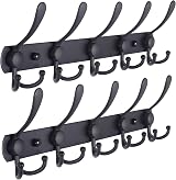 Dseap Coat Rack Wall Mounted 5 Tri Hooks Heavy Duty Stainless Steel Black Pack