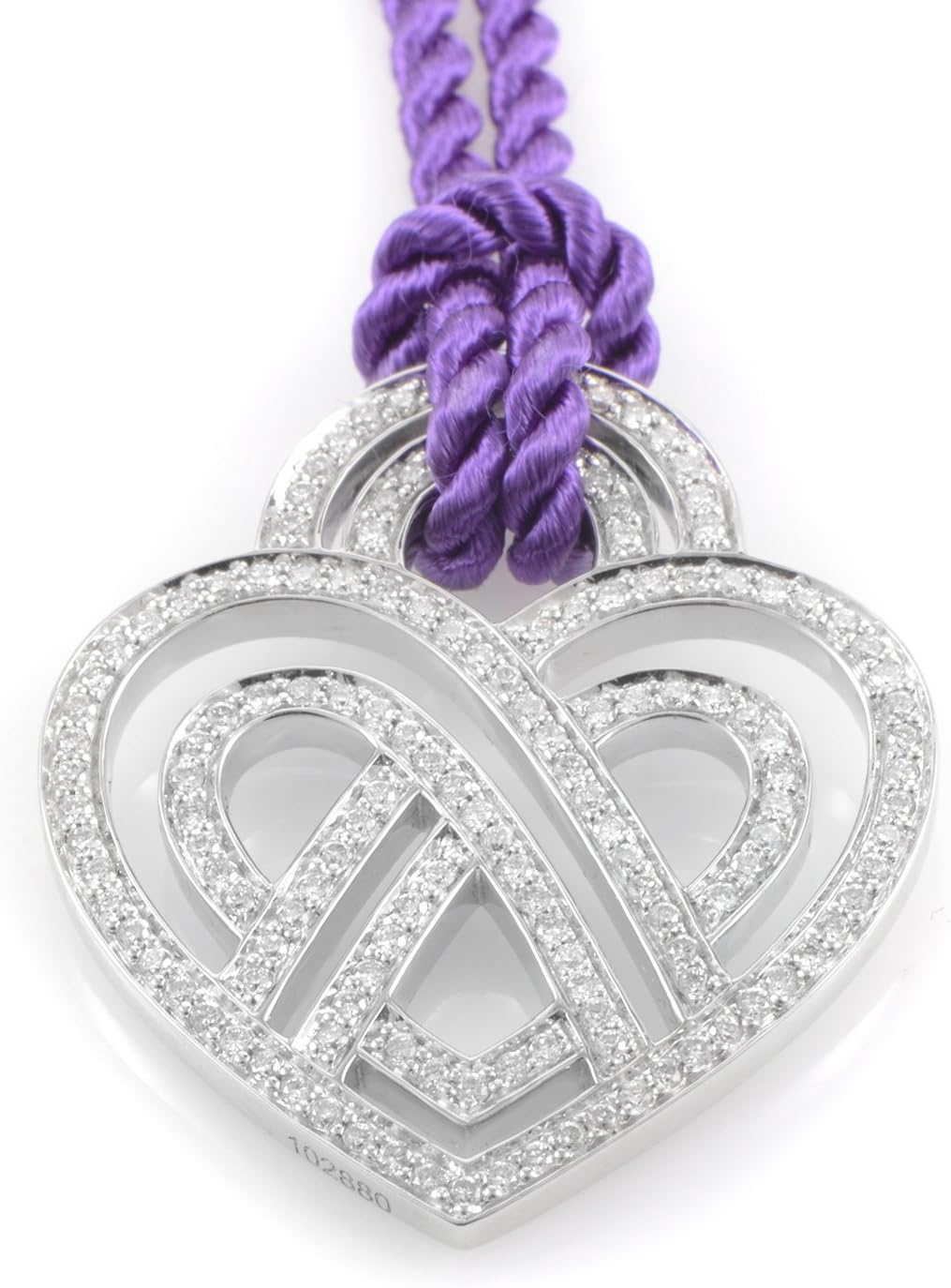 Poiray 18K White Gold Diamond Heart Pendant & Cord Necklace PPC8854LIL