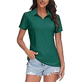 TACVASEN Women's V-Neck Polo Shirts UPF 50+ Short Sleeve Sun Protection Quick Dry Golf Polos Collared Shirt