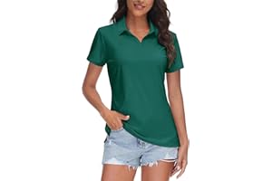 TACVASEN Women's V-Neck Polo Shirts UPF 50+ Short Sleeve Sun Protection Quick Dry Golf Polos Collared Shirt