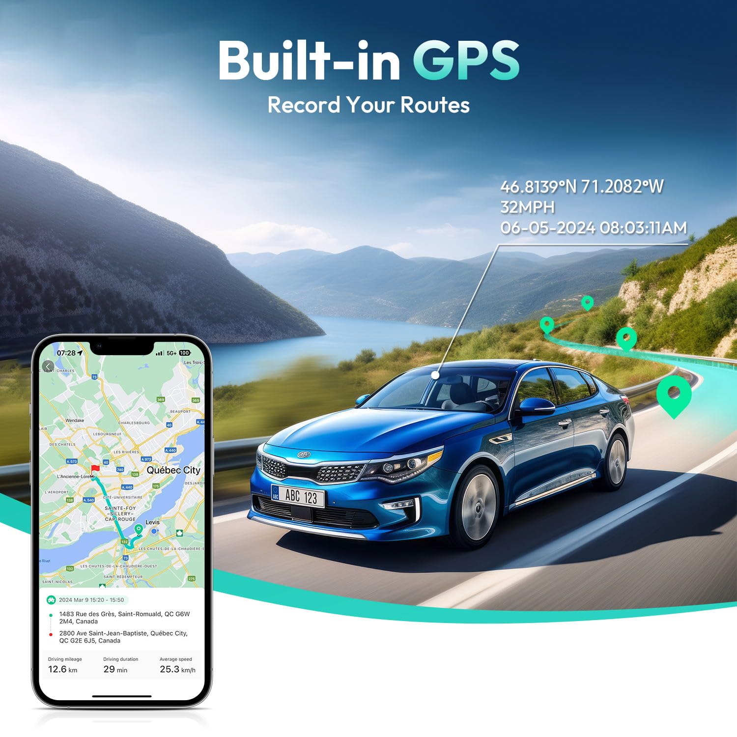 BOTSLAB 4K Dash Cam Front and Rear, 170° Ultra Wide Dashcam with ADAS, Night Vision, 24/7 Parking Mode, Sony STARVIS Sensor, WDR, Free 64GB SD Card, 5G/2.4G WiFi, Built-in GPS, Loop Recording