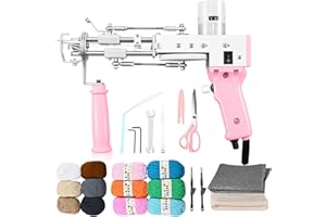 FancyBant Tufting Gun,2 in 1 Cut Pile Loop Pile Rug Gun Machine Starter Kit Rug Tufting Kit,5-45 Stitches/s High Speed Carpet Weaving Flocking Machine,Including Tufting Cloth and Yarn(110-240V)