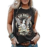 Kid Rock Skeleton Eagle Tank Top for Women Vintage Country Music Shirts Summer Sleeveless Graphic Tops