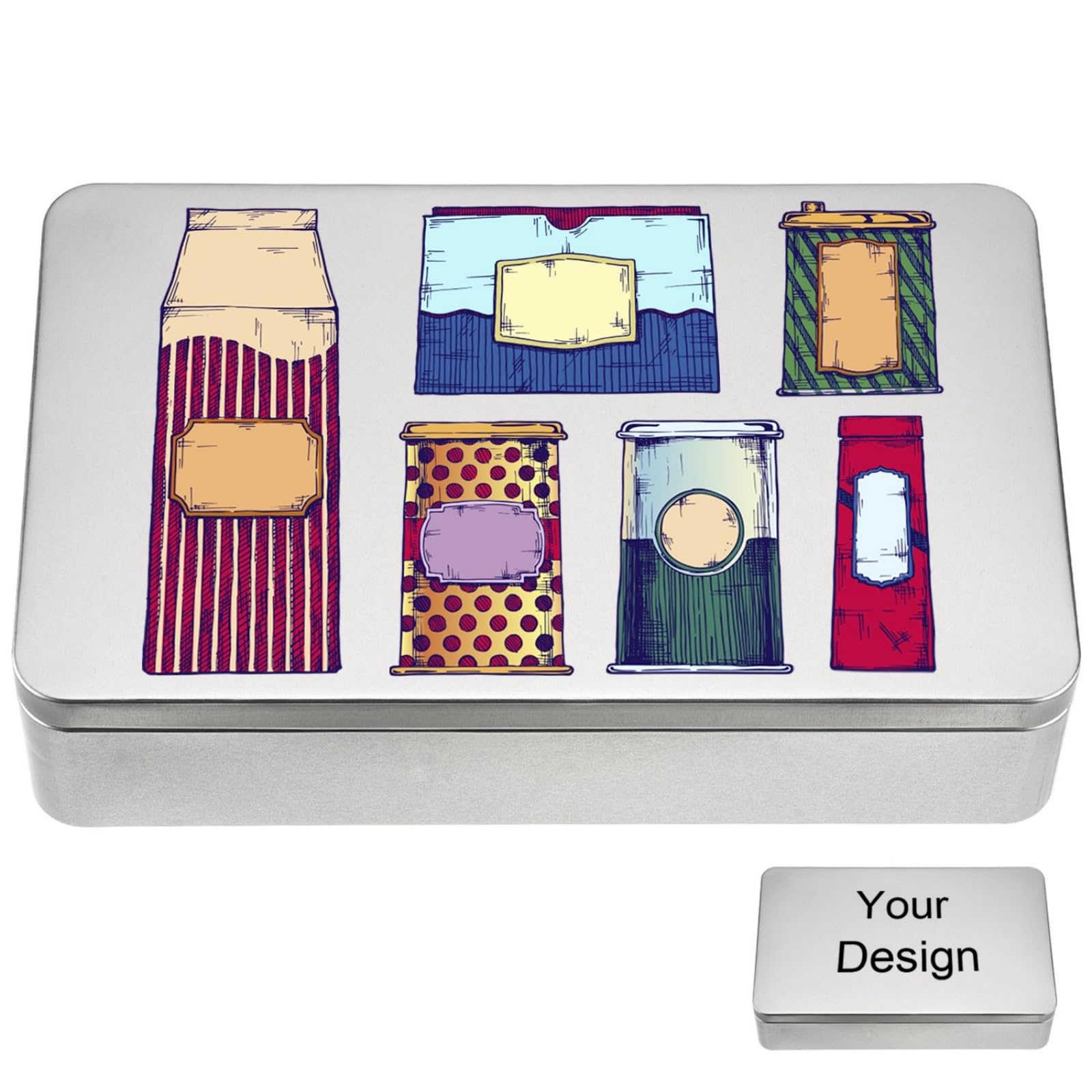 Hotop 1 Pack 8.5 by 5.3 by 1.9 Inch Silver Rectangular Empty Tin Box Containers, Gift, Jewelery and Storage Tin Kit, Home Organizer