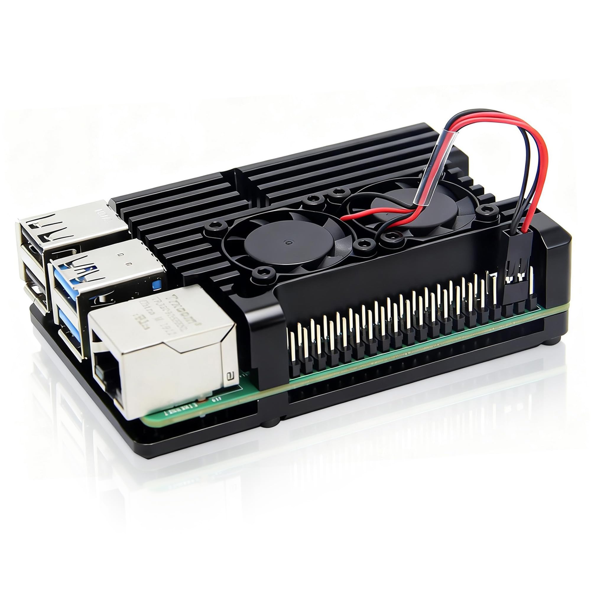 Geekworm Raspberry Pi 4 Aluminum Case/Passive Cooling Shell Metal Enclosure Heat Dissipation for Pi 4B Only (Case with fan-Black)