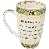 GaelSong Ceramic Irish Blessing Mug Green Elements Coffee Tea Cup Drinks Kitchenware Design Present Housewarming Gift May the Road Rise... 14 Oz