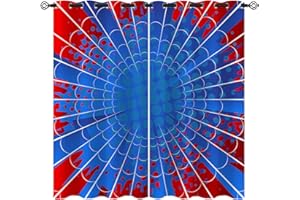 CZROUZ Superhero Blackout Curtains for Girls Boys Kids Teens Home Decor, Baby Red Blue Spider Web Grommet Thermal Insulated Drapes Darkening Window Curtain for Bedroom Living Room, 55 x 63 Inch