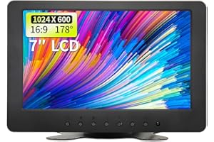 Qcvoruno 7 inch LCD Security Monitor & Displays,BNC/AV Input,Built-in Dual Speakers Portable Monitor,1024 * 600 Resolution,Suitable for CCTV DVD CCD TV