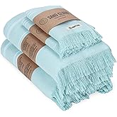 Sand Cloud Turkish Bath Towels Bundle for Bathroom, Set of 4 (Classic Seaglass) - Large Size - 100% Certified Organic Cotton Yarn is Lightweight, Soft & Absorbent - Premium Bath Towels Dry Faster