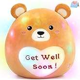 CozyWorld 12" Light Up Get Well Soon Bear Cute Bear Stuffed Animal Soft LED Glow Teddy Bear Plush Toy Get Well Soon Gifts for Kids Patient Feel Better for Women Men, Brown