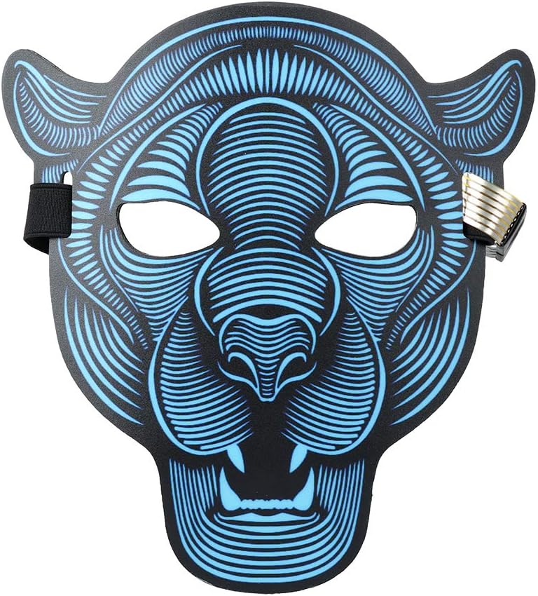 lulalula Sound Reactive LED Mask Light Up Music Mask Scary Cool Light Mask for Festival, Party, Halloween, Carnivals, Dance Ball, Masquerades, Cosplay DJ Mask (Cheetau)