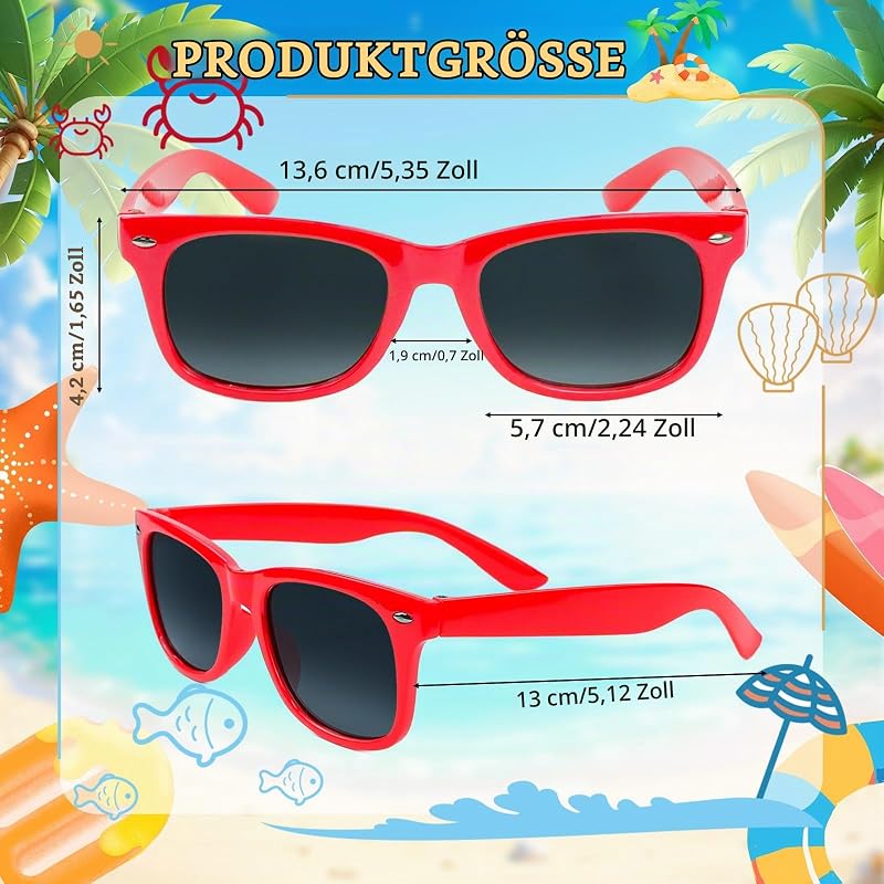 Sonnenbrillen Neonfarben, 24 Stk Kinder Sonnenbrille,Partygeschenke,Frauen und Männer für Sommer Strand Pool Party Geburtstagsparty Outdoor