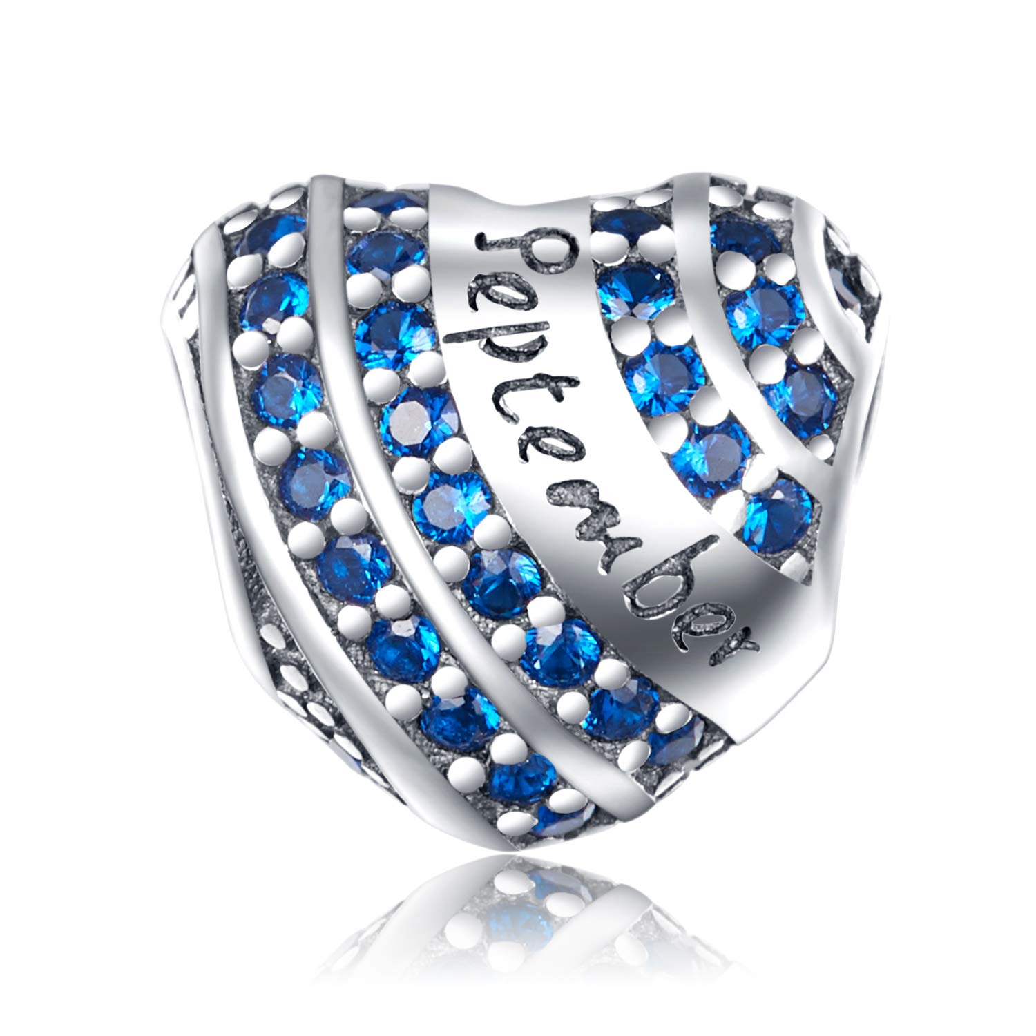 YOUFENG Jewellery S925 Sterling Silver Birthstone Charms Fit for Pandora Charms Bracelet Love Heart Birthday Gifts Crystal Charm