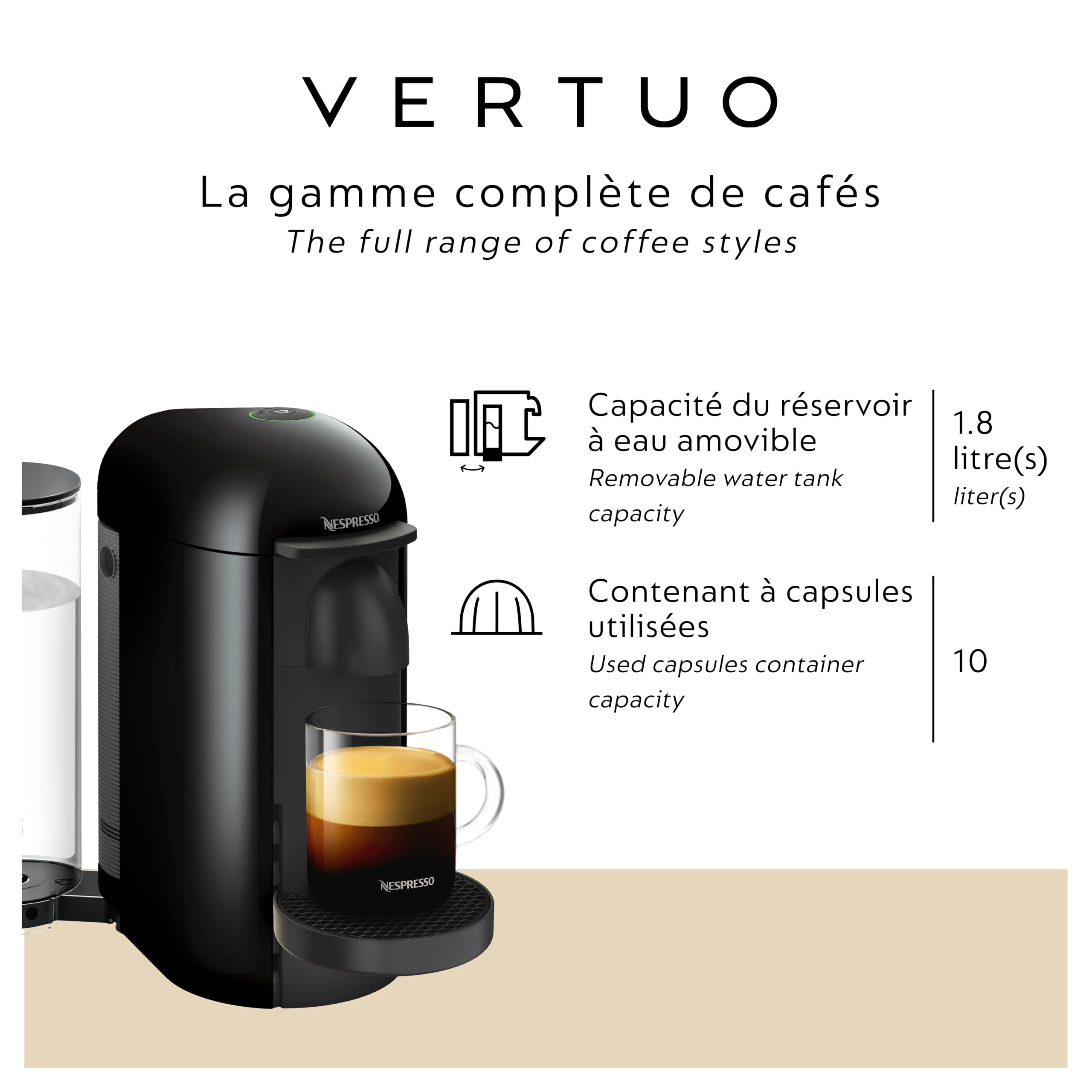Cafetera y cafetera Nespresso Vertuo Plus de Breville, tinta negra
