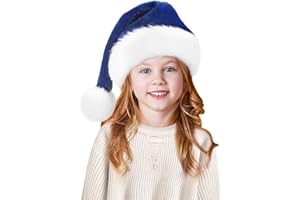 Tokforty Santa Hats for Kids, Unisex Velvet Touch Comfort Christmas Hats for New Year Festive Party Christmas Supplies
