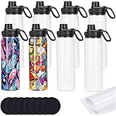 Draheri Sublimation Sports Water Bottle Blanks Bulk, 22 oz Sublimation Tumblers, Stainless Steel Double Wall Insulated Sublimation Cups with Portable Handle, Individually Boxed (8 Pack)