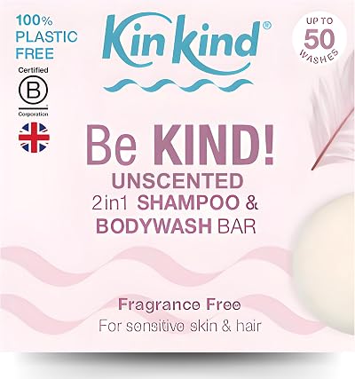 KinKind Fragrance Free Natural Shampoo Bar 50g UK Made Be KIND