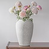 Relexome Grey White Ceramic Rustic Vase Farmhouse Flower Vase,11.8 Inch Tall Vintage Distressed Terracotta Pottery Stoneware 