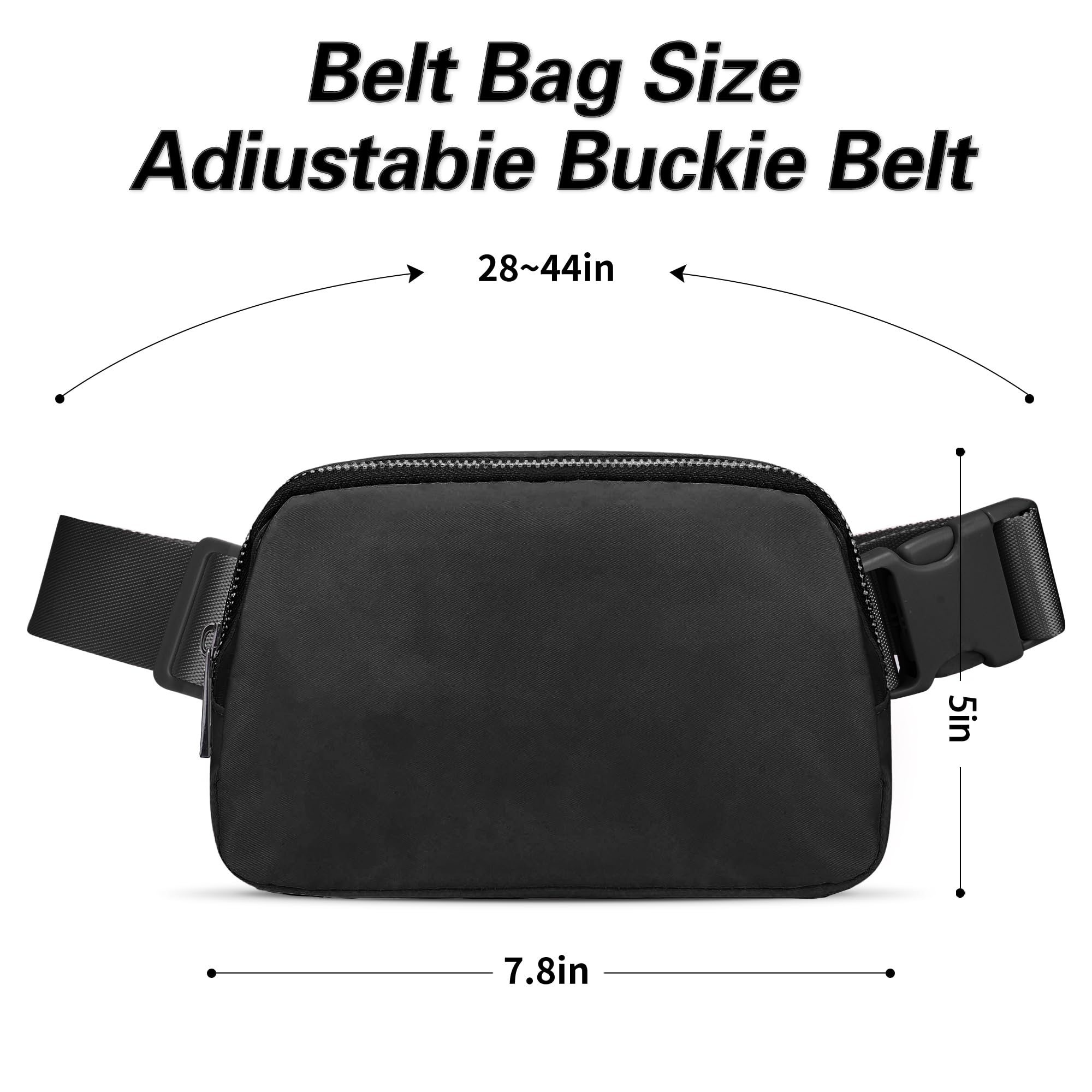 JSJ Mini Black Fanny Pack for Women & Men,Valentines Day Gifts for Girls Teens Kids Daughter Sister Her,Trendy Stuff Crossbody Bags Cute Everywhere Belt Bags.(Black)