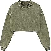 Hixiaohe Womens Cropped Sweatshirts Vintage Long Sleeve Pullover Tops Acid Wash Sweatshirt Hoodies for Women Workout Crop Top
