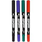 Super Markers CD/DVD 4 Color Twin Tip Permanent Markers - Bullet Tip and Signature Tip
