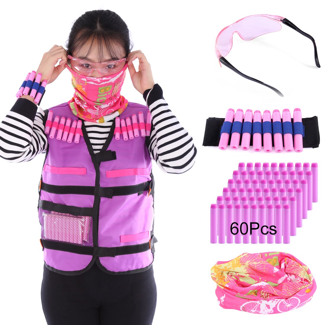 Lommer Girls Vest for Nerf, Kids Tactical Vest Tactical Jacket for Nerf