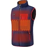 DEOLAX Men's Fleece Heated Vest with Battery Pack Included 3 Heating Levels 5 Heating Zones