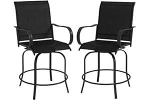 Outsunny Outdoor Bar Stools Set of 2 with Armrests, 360° Swivel Bar Height Patio Chairs with Mesh Fabric, Steel Frame Dining 