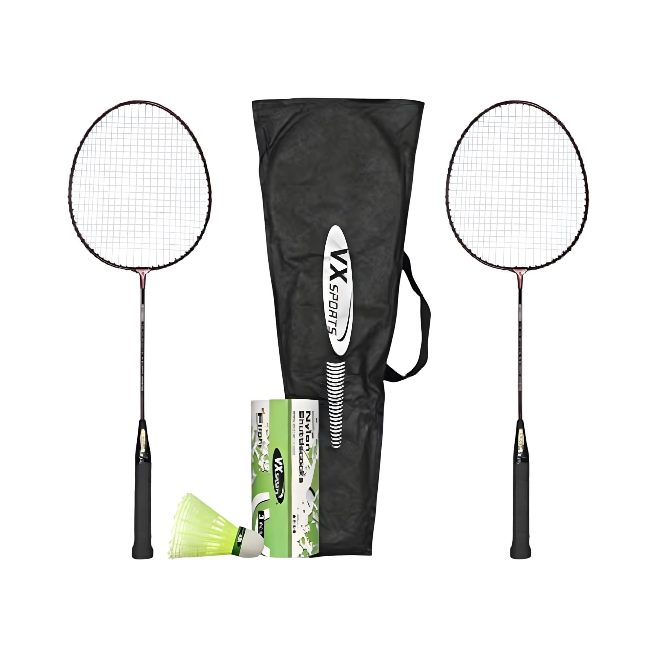 Vector X VXB-10 Jr. Aluminum Badminton Racket Set (Multicolor/Size: Junior Size) | 2 Racquet and 3 Pieces Nylon Shuttles with Full-Cover Set|Material: Aluminum|for Intermediate players|for Adults