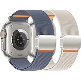 Nylon Bands for Apple Watch Ultra 3/2 Band 49mm 46mm 45mm 44mm 42mm 41mm 40mm 38mm Men,Stretchy Soft Fabric Wristband Magnetic Buckle Sport Strap for iWatch Ultra Series 11 10 9 8 7 6 5 4 3 SE 3/2/1