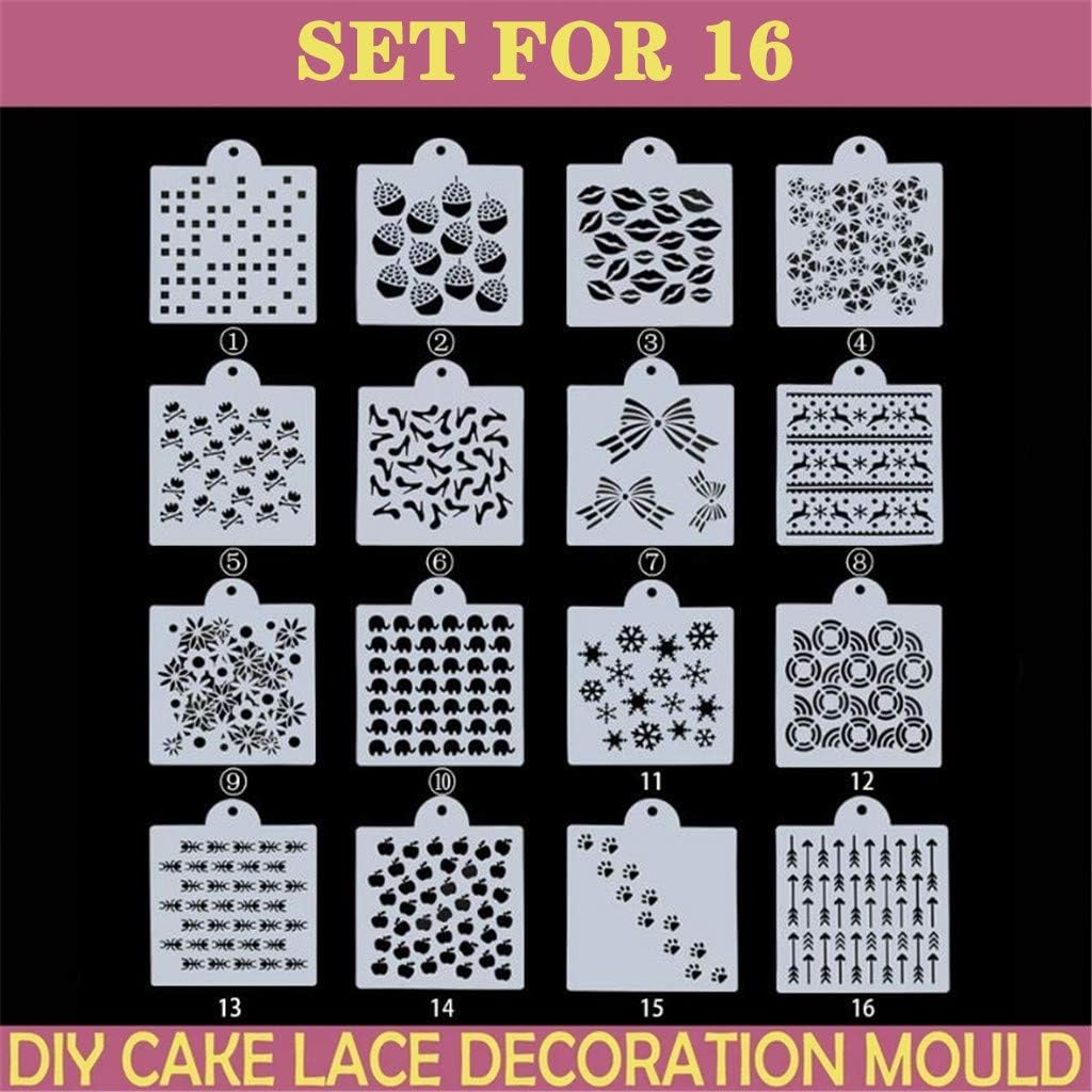 8/16PCs Set DIY Embosser Fondant Cake Baking Sugarcraft Lace Embosser Decorating Mold Cookie Tools Mold Home Kitchen Accessories (16PC/Set)
