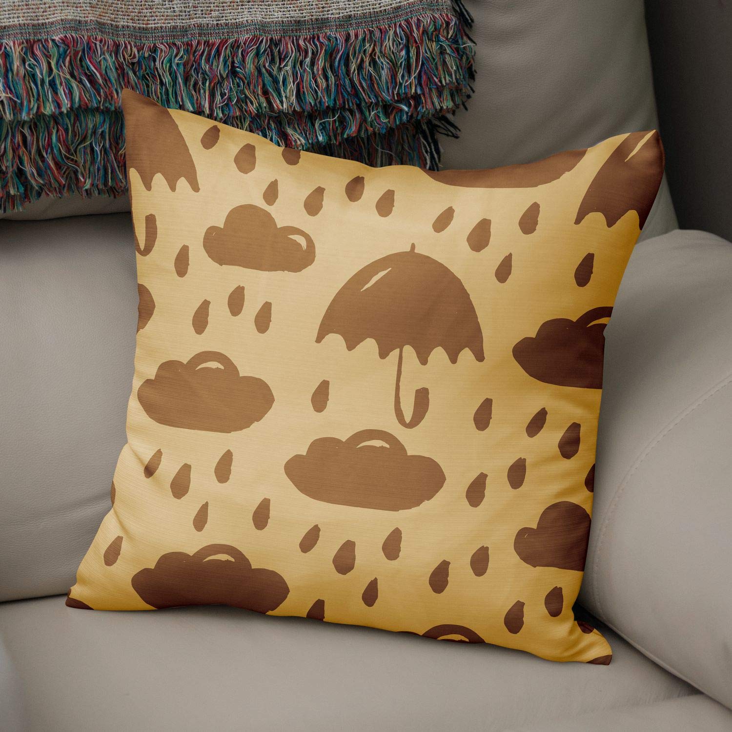 Bonamaison Decorative Cushion Cover, Polycotton, Brown, Standard