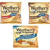 Werther's Original Sugar Free Hard Candy Variety Pack -Small Bags - Pack of 3 - One Bag of Each Flavor 1.46 oz - Coffee, Chewy Caramel, and Original - Perfect for the Office