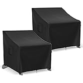 Richwon Adirondack Chair Covers Waterproof, Lawn Outdoor Chair Covers 2 Pack, Patio Chair Covers for Outdoor Furniture Fits up to 32W x 37D x 36H inches, Black