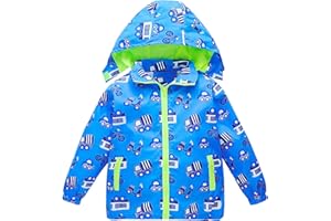 HZXVic Toddler Boys Raincoat Waterproof,Lightweight Kids Rain Poncho Jacket Windbreaker Outwear Coat