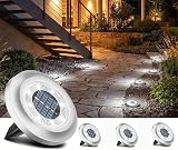 Torchtree 2023 Solar Ground Lights 4 Pack Bright White Disk Pathway Decking Lawn view 9